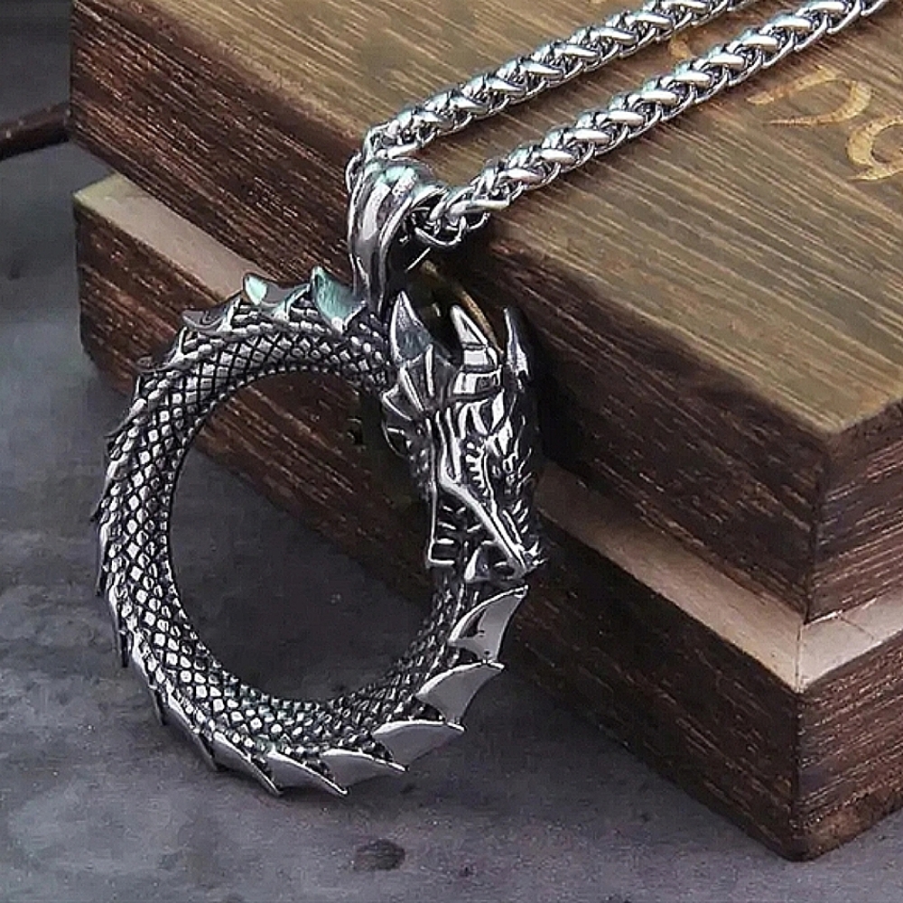 New! MEN'S Dragon Ring Pendant Necklace.